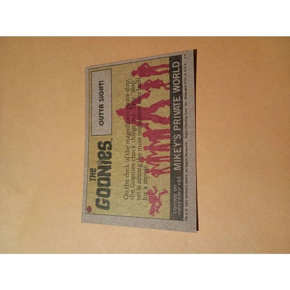 Vintage 1985 Warner Bros Topps Gum Goonies Trading Card #82 Outta Sight - Picture 2 of 2